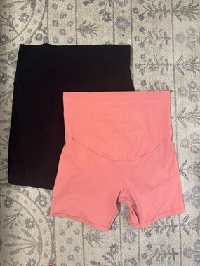 Women’s Maternity Biker Shorts - Pink and Black